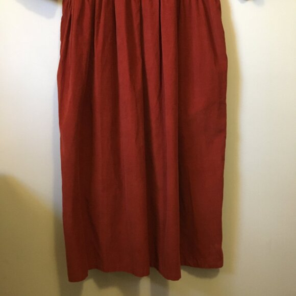 French Quintessence Elgantine Dress in Burnt Orange Terracotta Corduroy - Picture 5 of 16